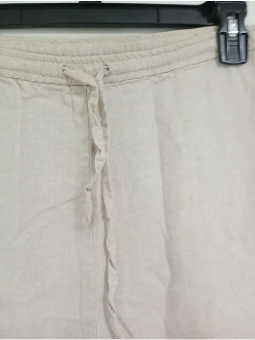 Style & Co Women’s 20W Beige 100% Linen Capri Pants Embroidered Hem